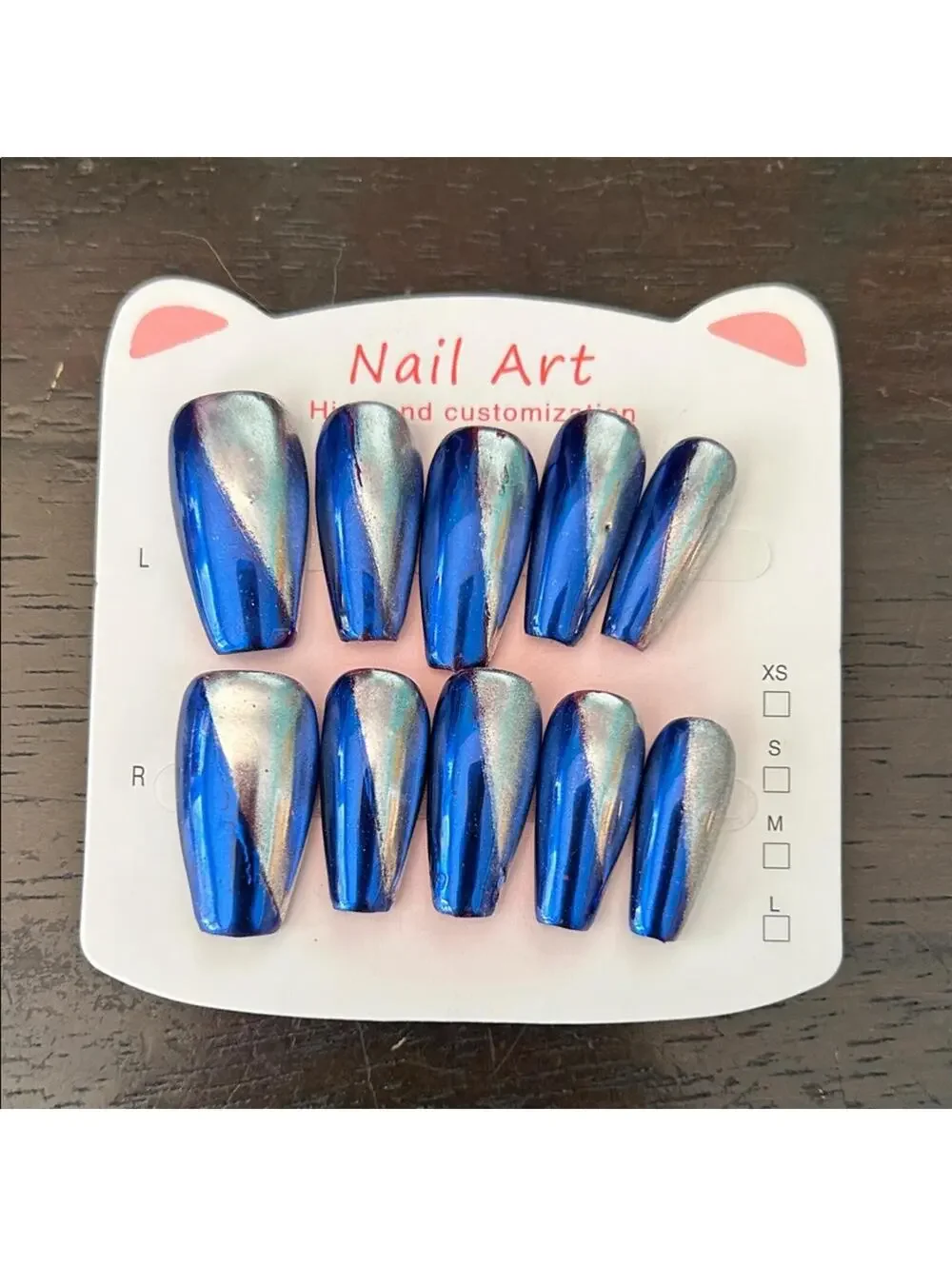 Handmade Blue and Silver Nail Art Set